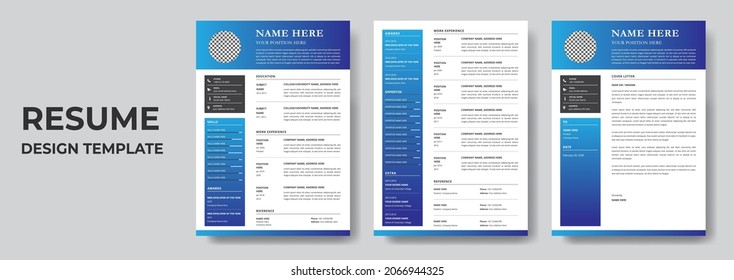 Clean Modern Resume and Cover Letter Layout Vector Template for Business Job Applications, Minimalist resume cv template, Resume design template, cv design, multipurpose resume design