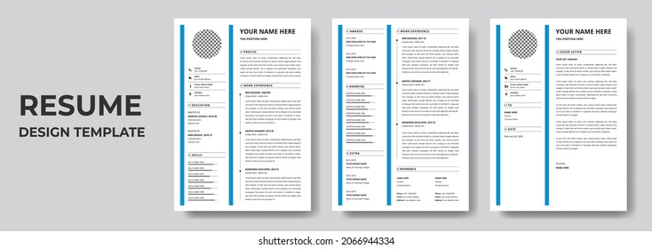 Clean Modern Resume and Cover Letter Layout Vector Template for Business Job Applications, Minimalist resume cv template, Resume design template, cv design, multipurpose resume design