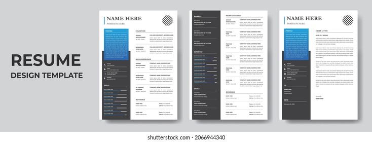 Clean Modern Resume and Cover Letter Layout Vector Template for Business Job Applications, Minimalist resume cv template, Resume design template, cv design, multipurpose resume design