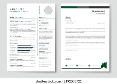 Clean Modern Resume and Cover Letter Layout Vector Template for Business Job Applications
Minimalist resume cv template