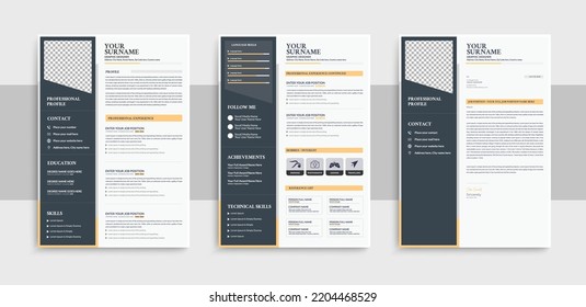 Clean Modern Resume and Cover Letter Layout Vector Template for Business Job Applications, Minimalist resume cv template, Resume design template, Professional CV resume template design