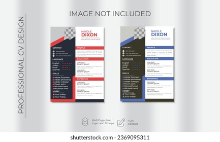 Clean Modern Resume and Cover Letter Layout Vector Template for Business Job Applications, Minimalist resume cv template, Resume design template, cv design, multipurpose resume design