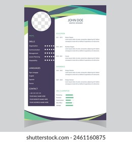 Clean Modern Resume and Cover Letter Layout Vector Template for Business Job Applications, Minimalist resume cv template,  
Resume design template, cv design, multipurpose resume design