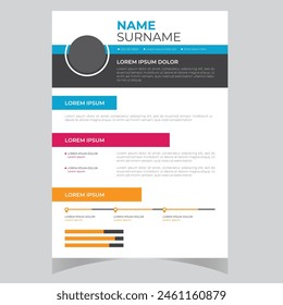 Clean Modern Resume and Cover Letter Layout Vector Template for Business Job Applications, Minimalist resume cv template,  
Resume design template, cv design, multipurpose resume design