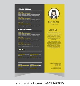 Clean Modern Resume and Cover Letter Layout Vector Template for Business Job Applications, Minimalist resume cv template,  
Resume design template, cv design, multipurpose resume design