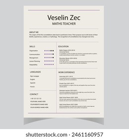 Clean Modern Resume and Cover Letter Layout Vector Template for Business Job Applications, Minimalist resume cv template,  
Resume design template, cv design, multipurpose resume design