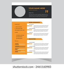 Clean Modern Resume and Cover Letter Layout Vector Template for Business Job Applications, Minimalist resume cv template,  
Resume design template, cv design, multipurpose resume design