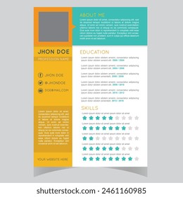 Clean Modern Resume and Cover Letter Layout Vector Template for Business Job Applications, Minimalist resume cv template,  
Resume design template, cv design, multipurpose resume design