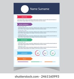 Clean Modern Resume and Cover Letter Layout Vector Template for Business Job Applications, Minimalist resume cv template,  
Resume design template, cv design, multipurpose resume design