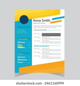 Clean Modern Resume and Cover Letter Layout Vector Template for Business Job Applications, Minimalist resume cv template,  
Resume design template, cv design, multipurpose resume design