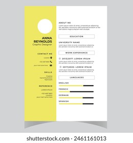 Clean Modern Resume and Cover Letter Layout Vector Template for Business Job Applications, Minimalist resume cv template,  
Resume design template, cv design, multipurpose resume design