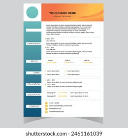 Clean Modern Resume and Cover Letter Layout Vector Template for Business Job Applications, Minimalist resume cv template,  
Resume design template, cv design, multipurpose resume design