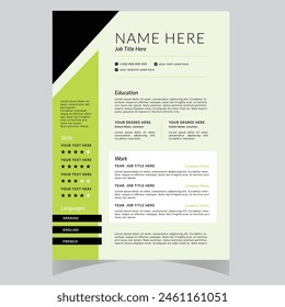 Clean Modern Resume and Cover Letter Layout Vector Template for Business Job Applications, Minimalist resume cv template,  
Resume design template, cv design, multipurpose resume design