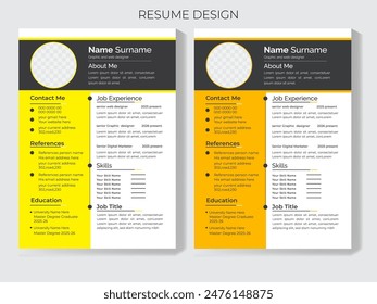 Clean Modern Resume and Cover Letter Layout Vector Template for Business Job Applications, Minimalist resume cv template, Resume design template, cv design, multipurpose resume design