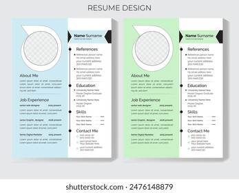 Clean Modern Resume and Cover Letter Layout Vector Template for Business Job Applications, Minimalist resume cv template, Resume design template, cv design, multipurpose resume design