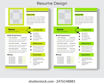 Clean Modern Resume and Cover Letter Layout Vector Template for Business Job Applications, Minimalist resume cv template, Resume design template, cv design, multipurpose resume design