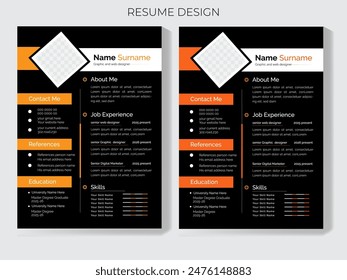 Clean Modern Resume and Cover Letter Layout Vector Template for Business Job Applications, Minimalist resume cv template, Resume design template, cv design, multipurpose resume design