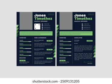 Clean Modern Resume and Cover Letter Layout Vector Template for Business Job Applications, Minimalist resume cv template, Resume design template, cv design, multipurpose resume design letterhead.