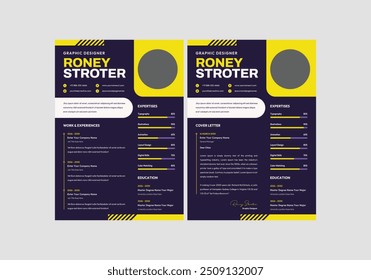 Clean Modern Resume and Cover Letter Layout Vector Template for Business Job Applications, Minimalist resume cv template, Resume design template, cv design, multipurpose resume design letterhead.