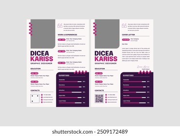 Clean Modern Resume and Cover Letter Layout Vector Template for Business Job Applications, Minimalist resume cv template, Resume design template, cv design, multipurpose resume design