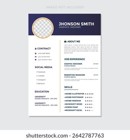 Clean Modern Resume and Cover Letter Layout Vector Template 