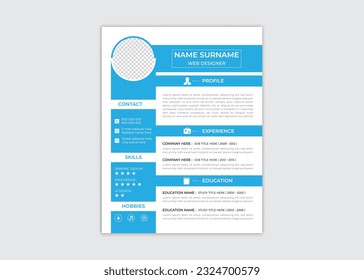 Clean and modern resume design template .