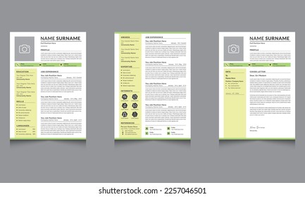 Clean Modern Resume Layout with Cover Letter Vector Design Cv Template for Business Job Applications 