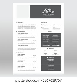 Clean and modern resume portfolio or CV template