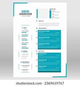 Clean and modern resume portfolio or CV template