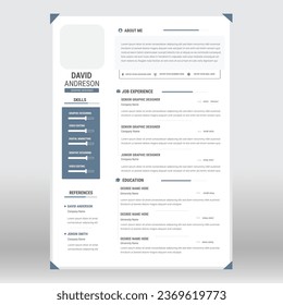 Clean and modern resume portfolio or CV template