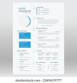 Clean and modern resume portfolio or CV template