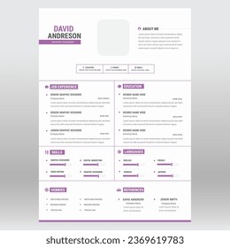 Clean and modern resume portfolio or CV template