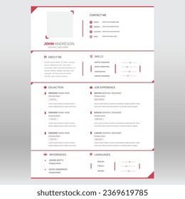 Clean and modern resume portfolio or CV template