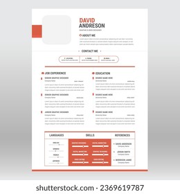 Clean and modern resume portfolio or CV template