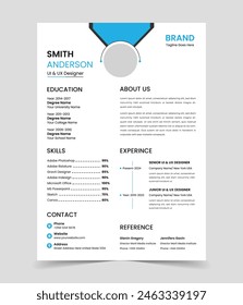 Clean and modern resume portfolio or cv template