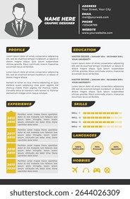 Clean and modern resume portfolio or cv template.