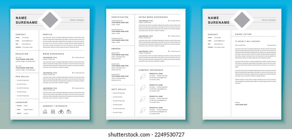 Clean Modern Resume Template 3 page, CV Template + Cover Letter + References for MS Word, Instant Digital Download,  Resume Template Word