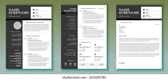 Clean Modern Resume Template 3 pages, CV Template, Cover Letter , References