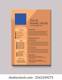 A clean and modern resume template with a Copper Tan theme. Includes sections for contact details, languages, skills, profile, work experience, and education.