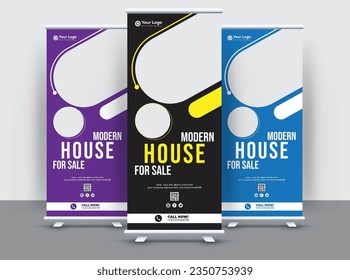Clean And Modern Roll up X Stand Banner Design Templates 