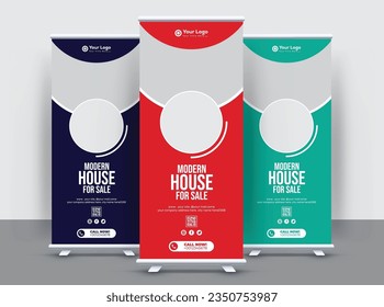 Clean And Modern Roll up X Stand Banner Design Templates 