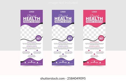 A clean and modern roll-up banner layout for diagnostic centers, pathology labs, and medical testing facilities.