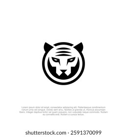 Clean and modern rounded tiger head logo, blending simplicity and boldness for a sleek and memorable brand identity