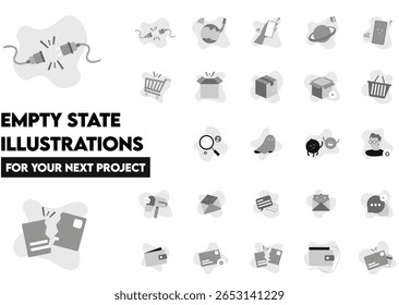 
A clean and modern set of empty state illustrations for apps and websites. Perfect for onboarding, no-data, or error screens. Fully editable EPS format for easy customization.

