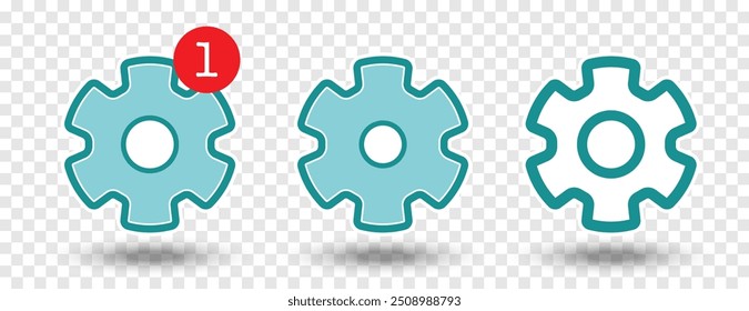 saubere und moderne Symbole mit einer Benachrichtigungsmarke für zusätzliche Funktionen. Ideal, um Benutzer auf Updates, Änderungen oder Anpassungsoptionen aufmerksam zu machen. Vektorgrafik-Konzept.