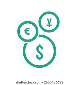 A clean, modern set of minimalist currency icons, featuring various global monetary symbols rendered in a simple, flat design style for easy integration into digital projects.