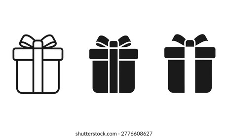 A clean and modern set of three gift boxes featuring varying shades, from light to dark, each tied with a decorative ribbon for a festive look. Perfect for holiday, presentation, or celebration designs.