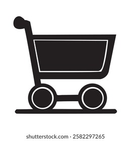 A clean and modern shopping cart vector icon, perfect for e-commerce, online shopping, and retail-related designs. This high-quality, scalable vector is ideal for websites, mobile apps, business prese