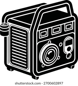 Uma silhueta limpa e moderna de um gerador portátil, perfeito para ilustrar os conceitos de energia, energia ou prontidão para emergências.