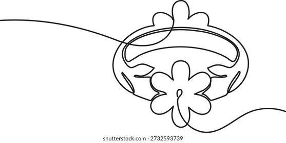 Anillo de compromiso floral de diseño de contorno de un solo golpe moderno limpio